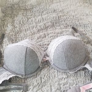Heather gray and lace Victorias secret bra